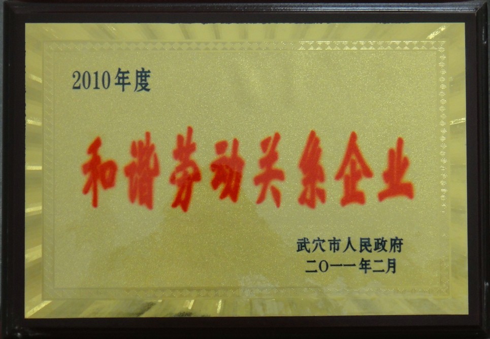 2010年度和諧勞動關系企業(yè)（黃岡亞東）