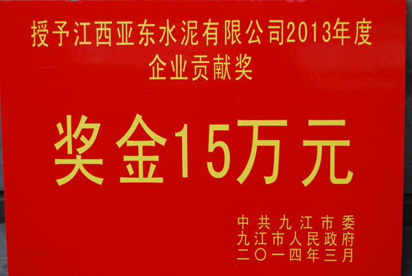 九江市『企業(yè)貢獻(xiàn)獎(jiǎng)』（江西亞東）