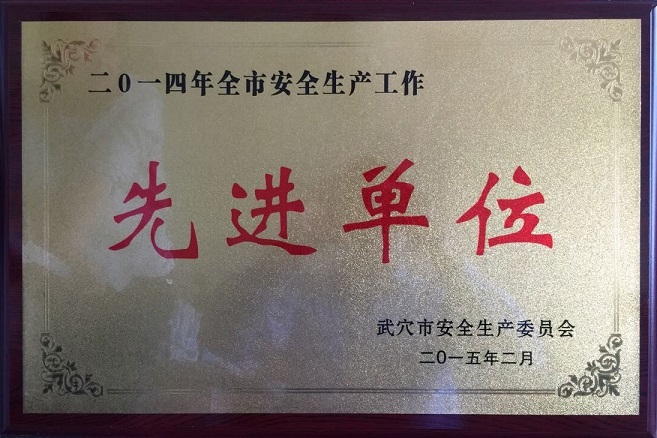 2014年全市安全生產(chǎn)工作先進(jìn)單位（黃岡亞東）
