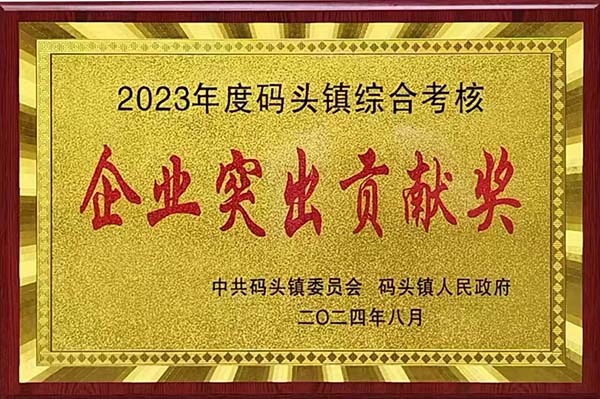 2024年8月20日，瑞昌市碼頭鎮(zhèn)召開2023年度綜合考核總結(jié)暨通報(bào)表揚(yáng)大會(huì)，會(huì)上江西亞東榮獲“2023年度碼頭鎮(zhèn)綜合考核企業(yè)突出貢獻(xiàn)獎(jiǎng)”，并獲頒獎(jiǎng)牌。